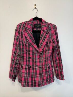 Amanda Uprichard Sawyer Academic Preppy Blazer in Pink Multi SZ XS